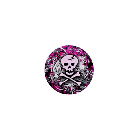 Pink Skull Splatter 1  Mini Button from ArtsNow.com Front