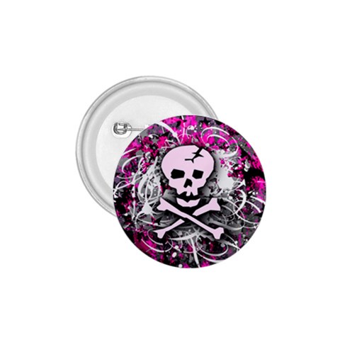 Pink Skull Splatter 1.75  Button from ArtsNow.com Front