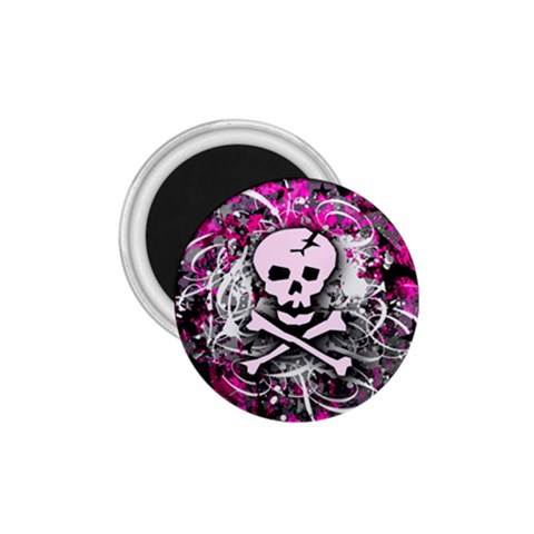 Pink Skull Splatter 1.75  Magnet from ArtsNow.com Front