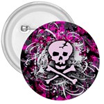 Pink Skull Splatter 3  Button