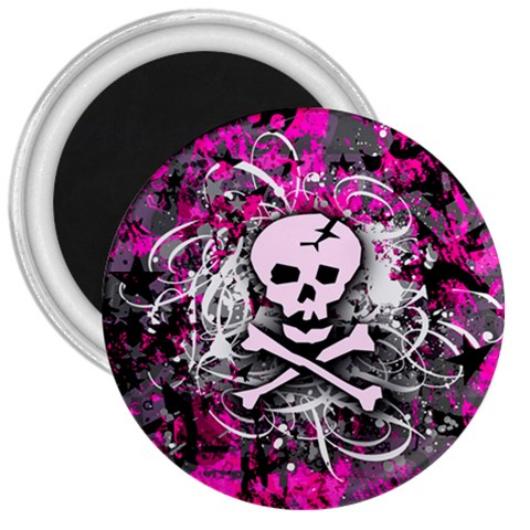 Pink Skull Splatter 3  Magnet from ArtsNow.com Front