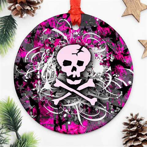 Pink Skull Splatter Ornament (Round) from ArtsNow.com Front