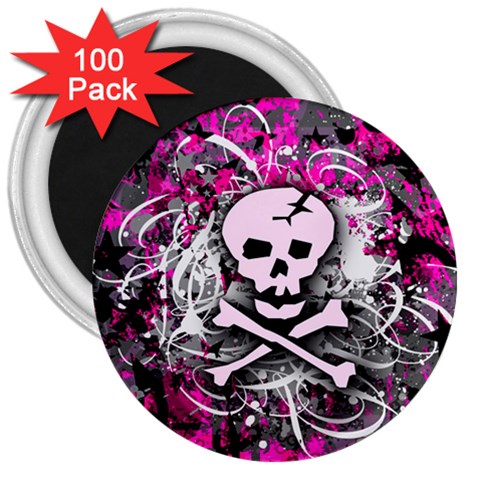 Pink Skull Splatter 3  Magnet (100 pack) from ArtsNow.com Front