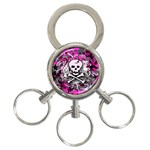 Pink Skull Splatter 3-Ring Key Chain