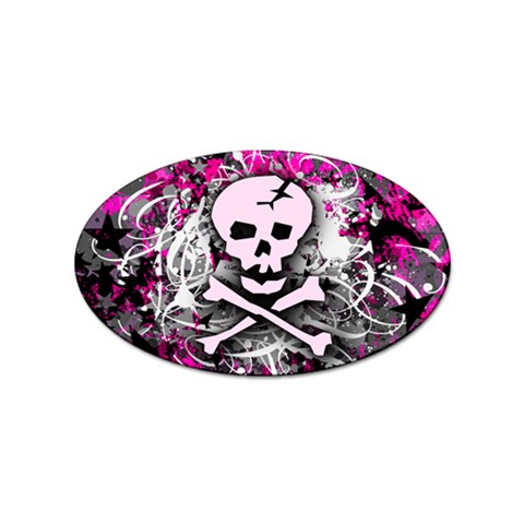 Pink Skull Splatter Sticker (Oval) from ArtsNow.com Front