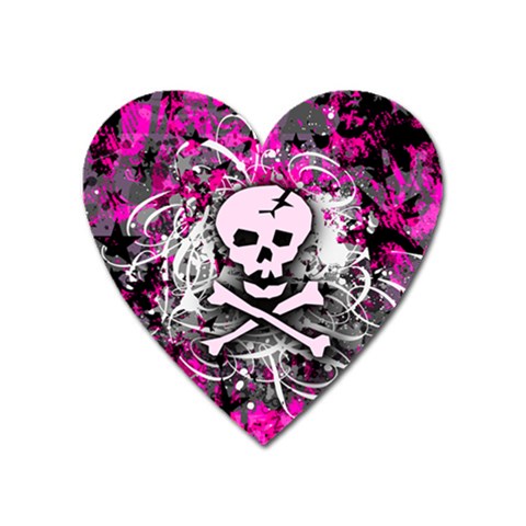 Pink Skull Splatter Magnet (Heart) from ArtsNow.com Front