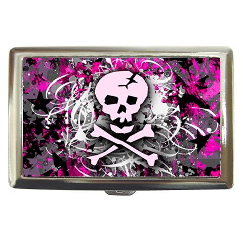 Pink Skull Splatter Cigarette Money Case from ArtsNow.com Front