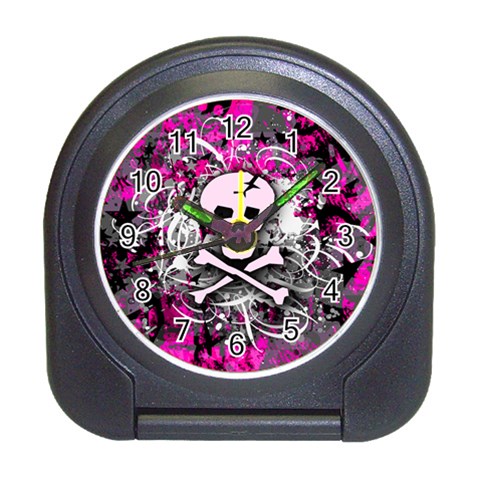 Pink Skull Splatter Travel Alarm Clock from ArtsNow.com Front