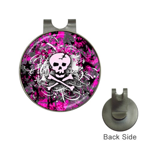 Pink Skull Splatter Golf Ball Marker Hat Clip from ArtsNow.com Front