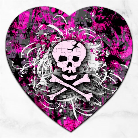 Pink Skull Splatter Jigsaw Puzzle (Heart) from ArtsNow.com Front