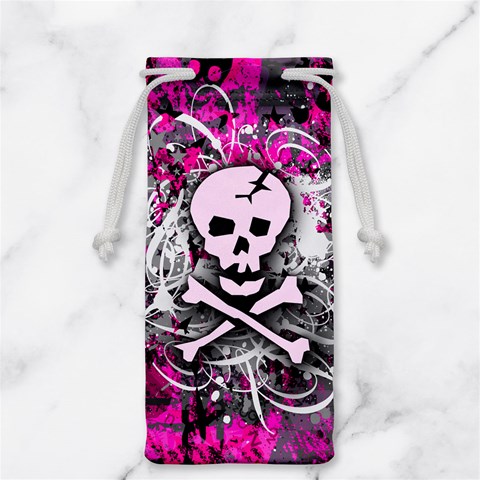 Pink Skull Splatter Jewelry Bag from ArtsNow.com Front