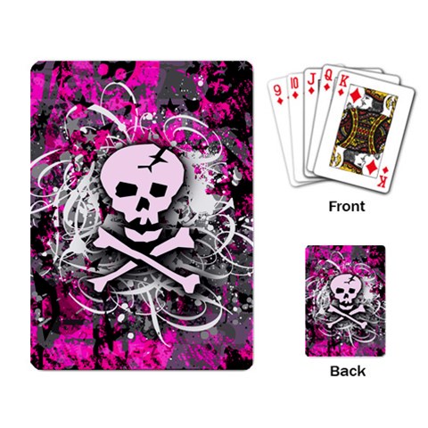 Pink Skull Splatter Playing Cards Single Design from ArtsNow.com Back