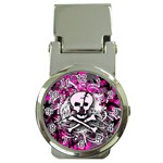 Pink Skull Splatter Money Clip Watch