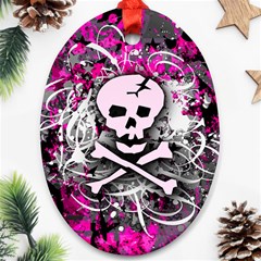 Pink Skull Splatter Oval Ornament (Two Sides) from ArtsNow.com Front