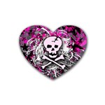 Pink Skull Splatter Rubber Coaster (Heart)