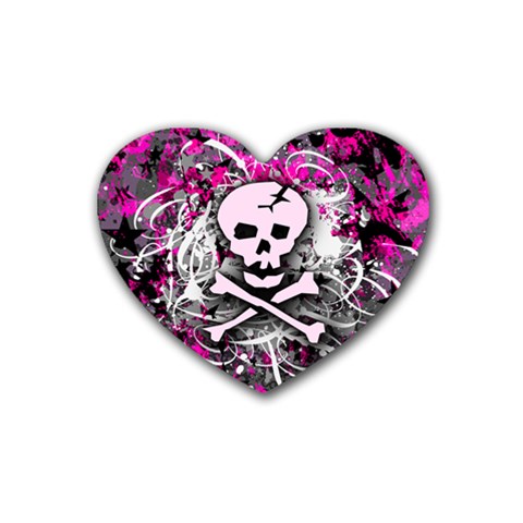 Pink Skull Splatter Heart Coaster (4 pack) from ArtsNow.com Front