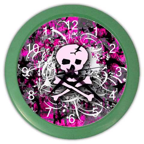 Pink Skull Splatter Color Wall Clock from ArtsNow.com Front