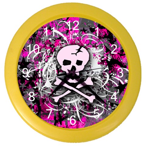 Pink Skull Splatter Color Wall Clock from ArtsNow.com Front