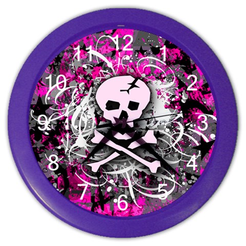 Pink Skull Splatter Color Wall Clock from ArtsNow.com Front