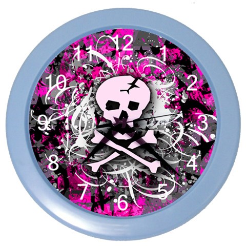 Pink Skull Splatter Color Wall Clock from ArtsNow.com Front