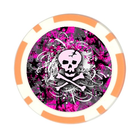 Pink Skull Splatter Poker Chip Card Guard from ArtsNow.com Front