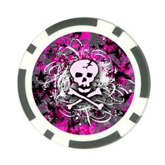 Pink Skull Splatter Poker Chip Card Guard from ArtsNow.com Front