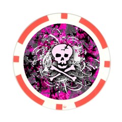 Pink Skull Splatter Poker Chip Card Guard from ArtsNow.com Front