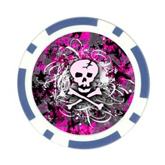 Pink Skull Splatter Poker Chip Card Guard from ArtsNow.com Front