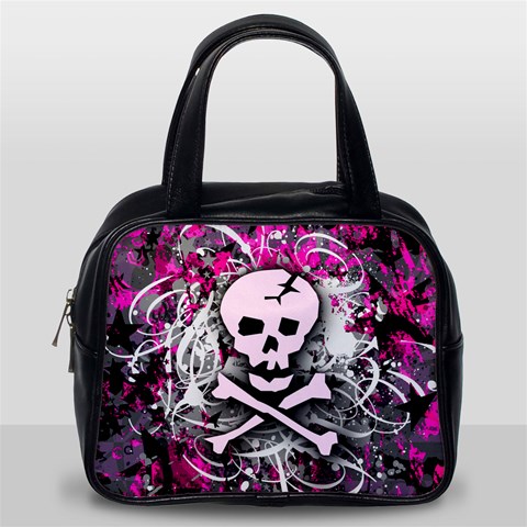 Pink Skull Splatter Classic Handbag (One Side) from ArtsNow.com Front