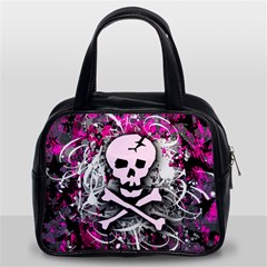 Pink Skull Splatter Classic Handbag (Two Sides) from ArtsNow.com Front