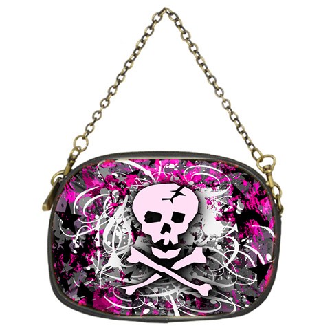 Pink Skull Splatter Chain Purse (One Side) from ArtsNow.com Front