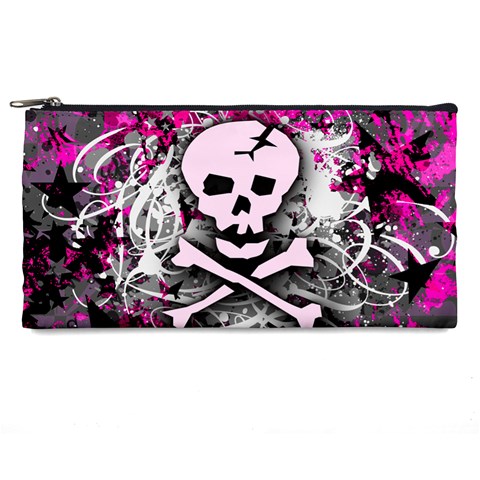 Pink Skull Splatter Pencil Case from ArtsNow.com Front