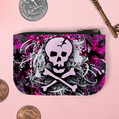 Pink Skull Splatter Mini Coin Purse from ArtsNow.com Back