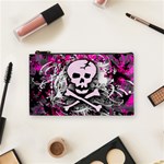 Pink Skull Splatter Cosmetic Bag (Small)