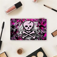 Pink Skull Splatter Cosmetic Bag (Small) from ArtsNow.com Back