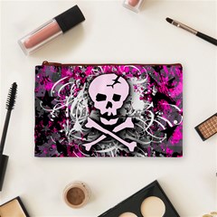 Pink Skull Splatter Cosmetic Bag (Medium) from ArtsNow.com Front