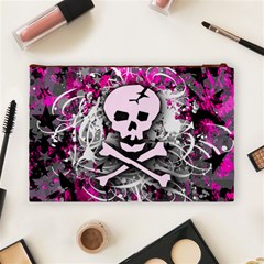 Pink Skull Splatter Cosmetic Bag (Large) from ArtsNow.com Back