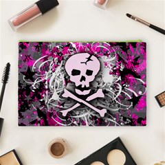 Pink Skull Splatter Cosmetic Bag (Large) from ArtsNow.com Back