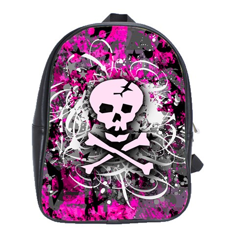 Pink Skull Splatter School Bag (Large) from ArtsNow.com Front