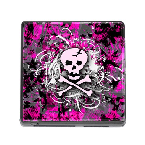 Pink Skull Splatter Memory Card Reader with Storage (Square) from ArtsNow.com Front