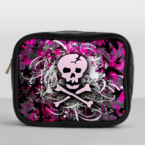 Pink Skull Splatter Mini Toiletries Bag (One Side) from ArtsNow.com Front