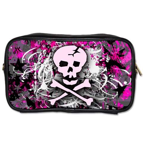 Pink Skull Splatter Toiletries Bag (Two Sides) from ArtsNow.com Front