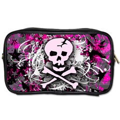 Pink Skull Splatter Toiletries Bag (Two Sides) from ArtsNow.com Front