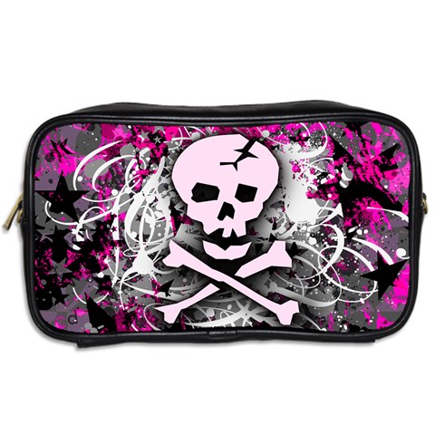 Pink Skull Splatter Toiletries Bag (Two Sides) from ArtsNow.com Back