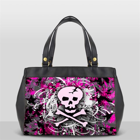 Pink Skull Splatter Oversize Office Handbag (One Side) from ArtsNow.com Front