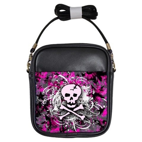 Pink Skull Splatter Girls Sling Bag from ArtsNow.com Front