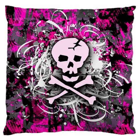 Pink Skull Splatter Large Cushion Case (Two Sides) from ArtsNow.com Front