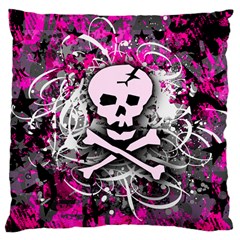 Pink Skull Splatter Large Cushion Case (Two Sides) from ArtsNow.com Front