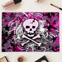 Pink Skull Splatter Cosmetic Bag (XXL) from ArtsNow.com Front