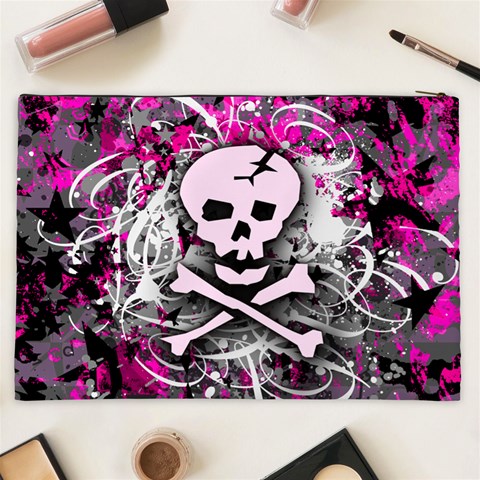 Pink Skull Splatter Cosmetic Bag (XXL) from ArtsNow.com Back